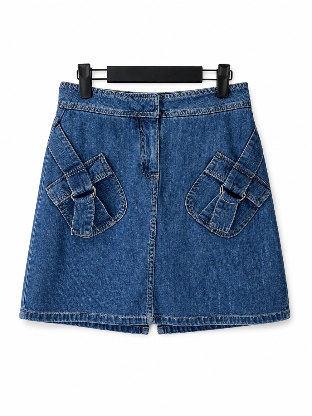 Vintage 90s Nevada Denim Skort Skirt Shorts Utility Cargo Ring Detail Y2K Size 4